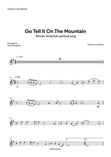 Go Tell It on the Mountain - with orchestral play along (arr. Samuel Sequeira)