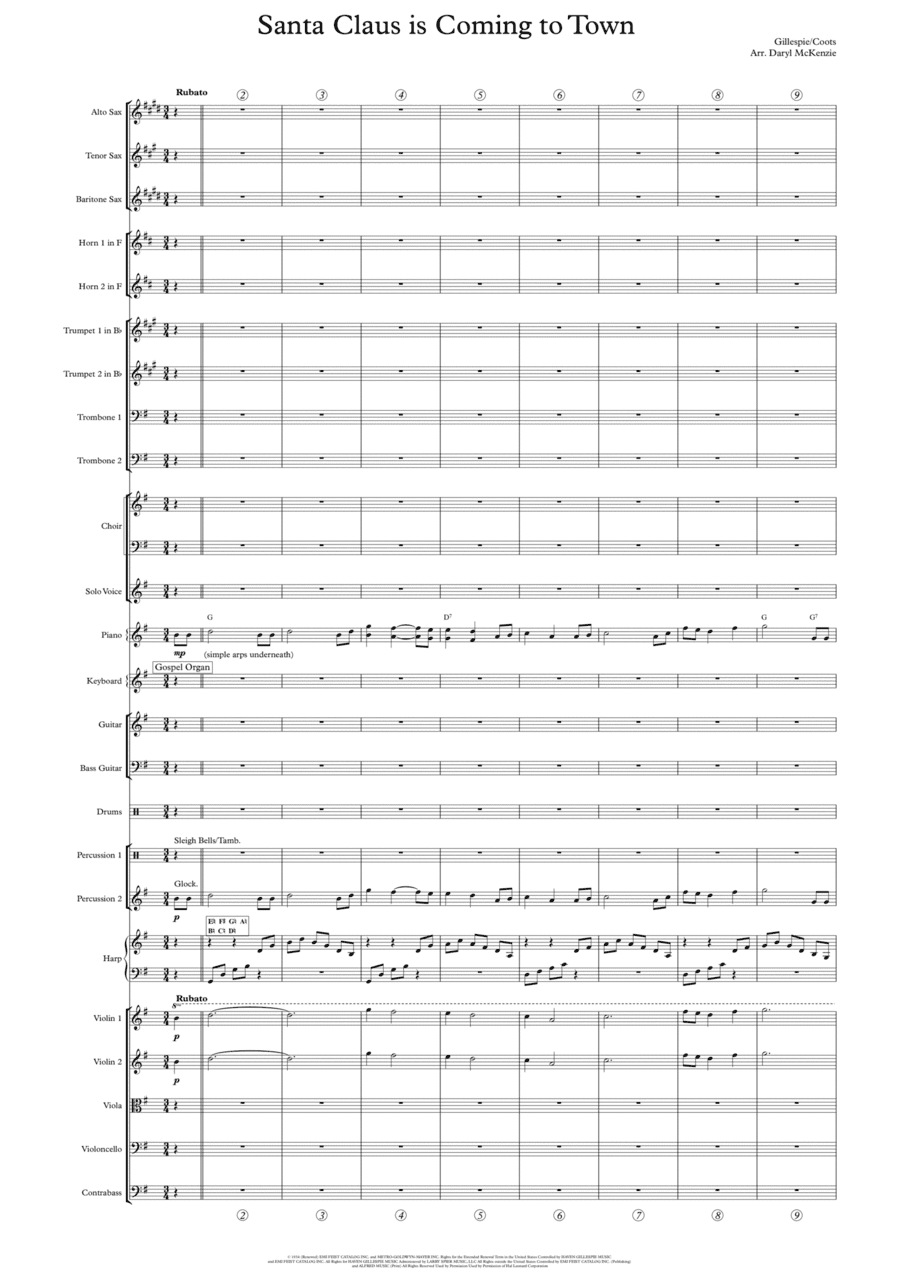 Santa Claus Is Comin' To Town (arr. Daryl McKenzie)