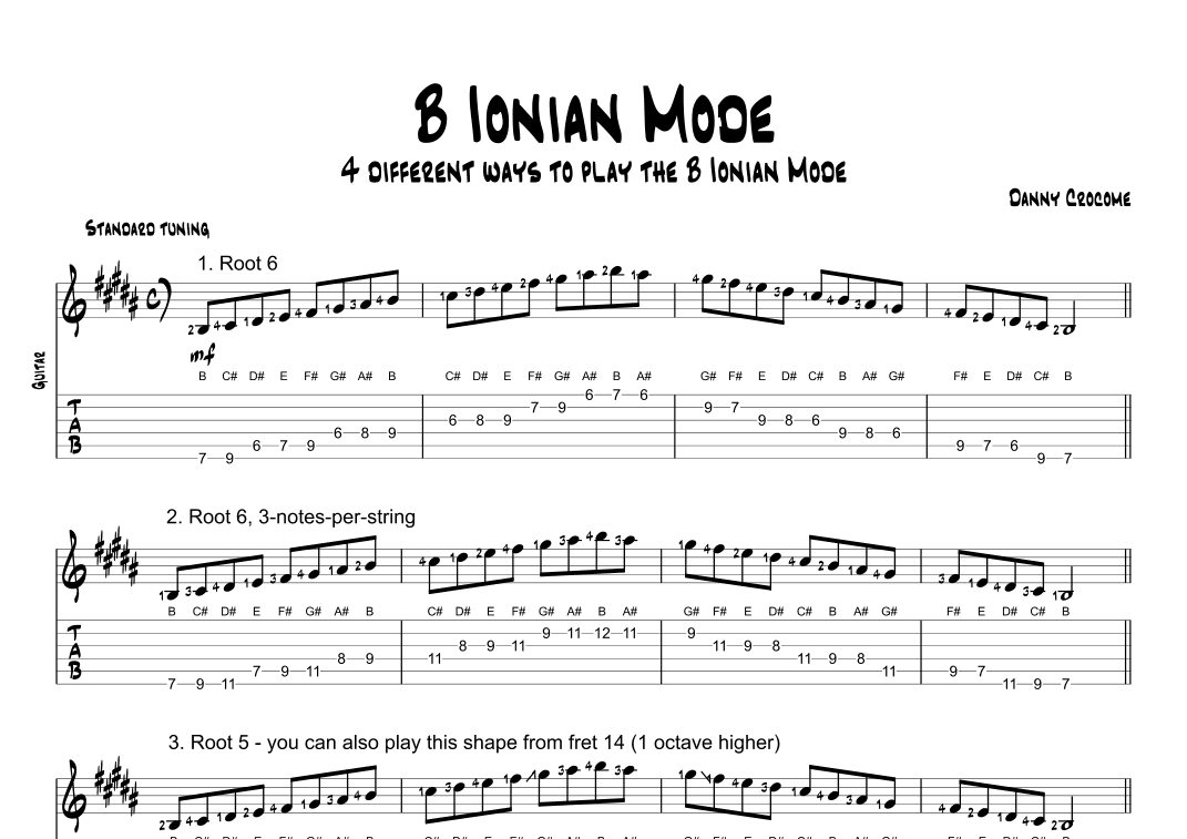 B Ionian Mode (4 Ways to Play)