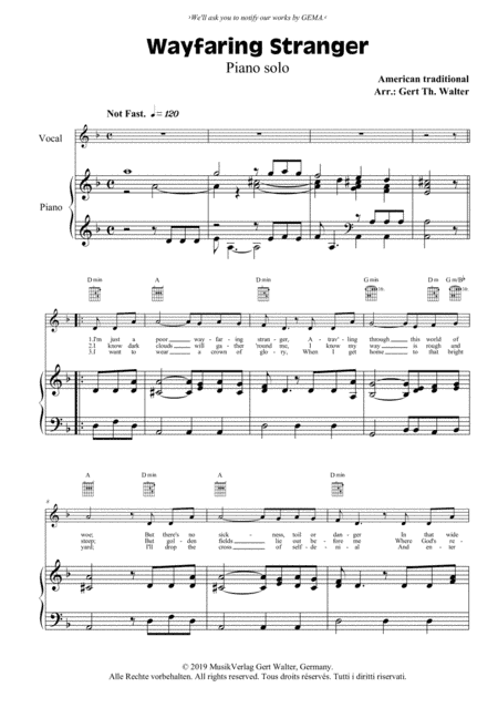 Wayfaring Stranger (arr. Gert Th. Walter)