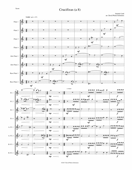 Crucifixus a 8 for flute octet (or flute choir) (4 flutes, 2 alto flutes, 2 bass flutes) (arr. David Warin Solomons)