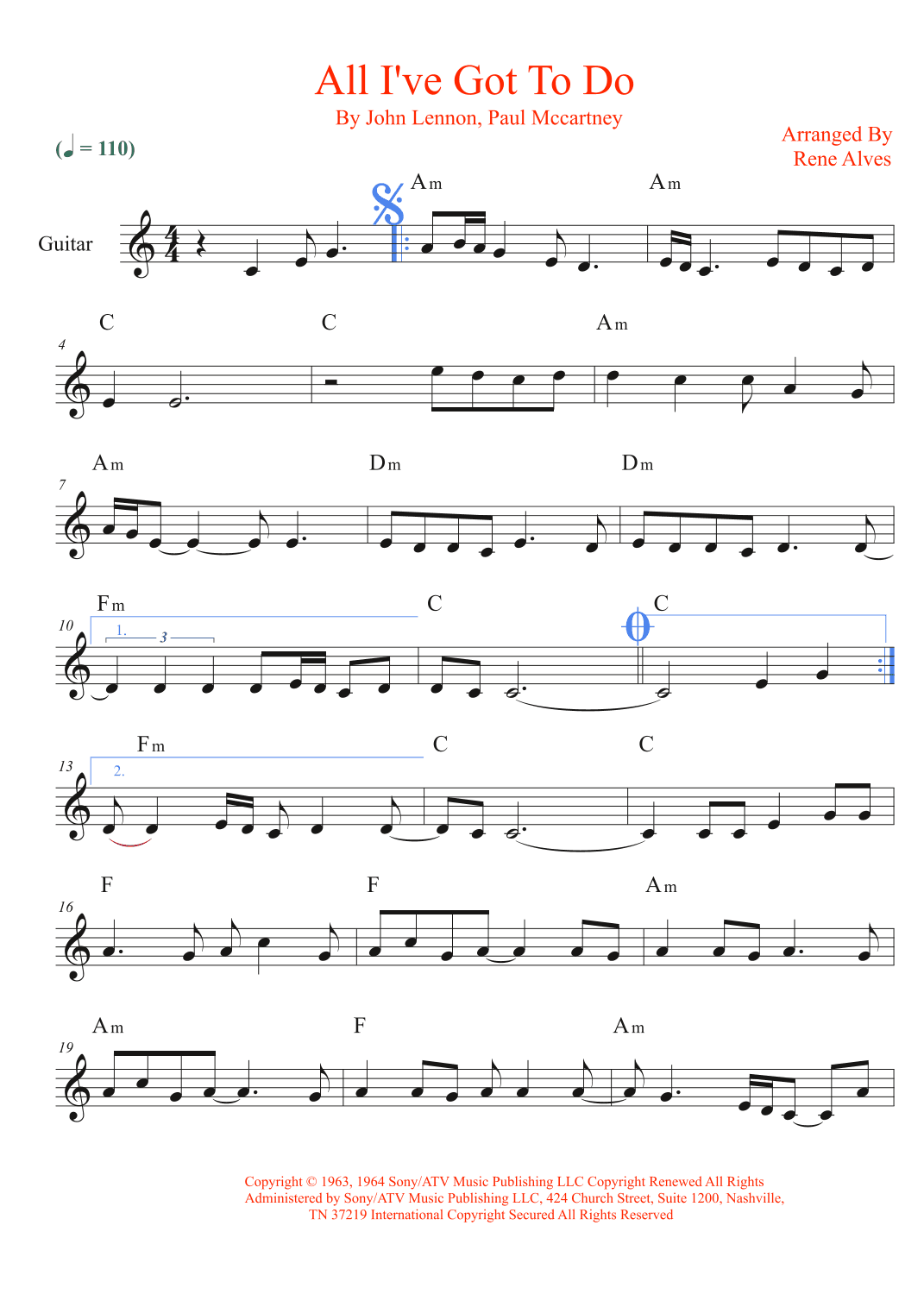 All I've Got To Do (arr. Rene Alves)