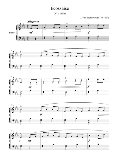 Écossaise (Nº 2, in Eb) - for piano solo (arr. Passoni Music)