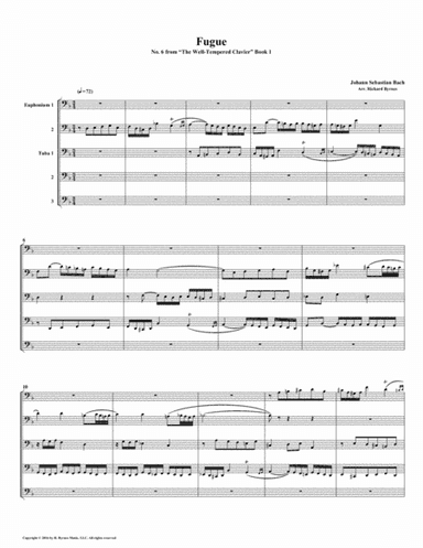 Fugue 06 from Well-Tempered Clavier, Book 1 (Euphonium-Tuba Quintet) (arr. Richard Byrnes)