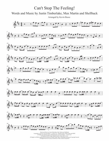 Can't Stop The Feeling  from TROLLS (arr. Kevin Busse)