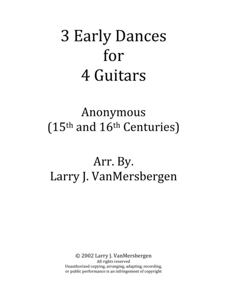 3 early dances for four guitars