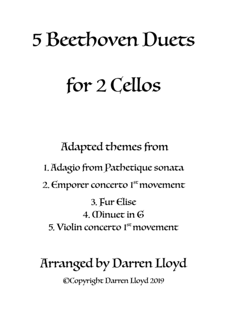 5 Beethoven duets for Cellos (arr. Darren Lloyd)