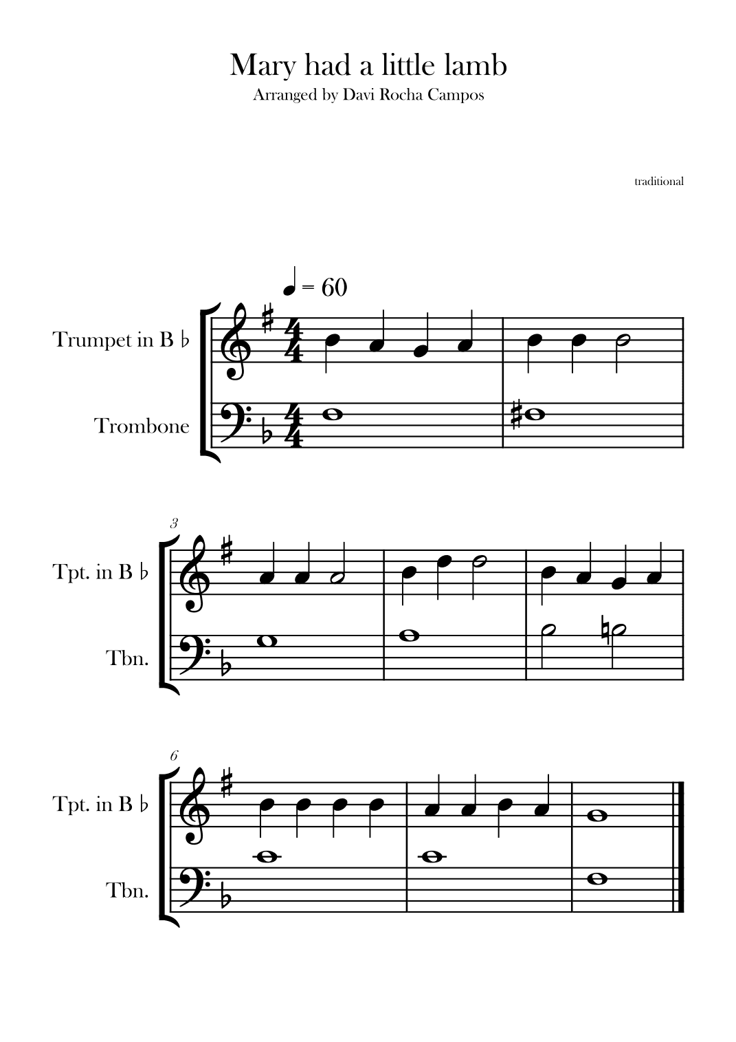 Mary had a little lamb (arr. Davi Rocha Campos)