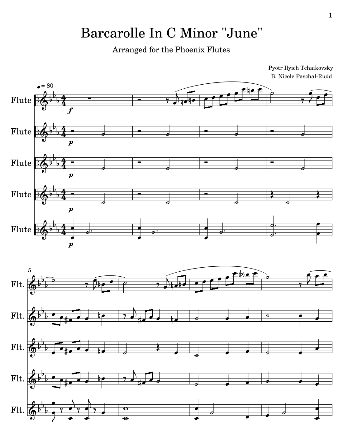 Barcarolle In C Minor "June" Score (arr. B. Nicole Paschal-Rudd)