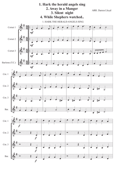 Easy Christmas carol selection - For Brass quartet. (arr. Darren Lloyd)