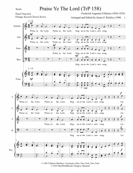 Praise Ye The Lord (TrP 158) (arr. James F. Rickley)