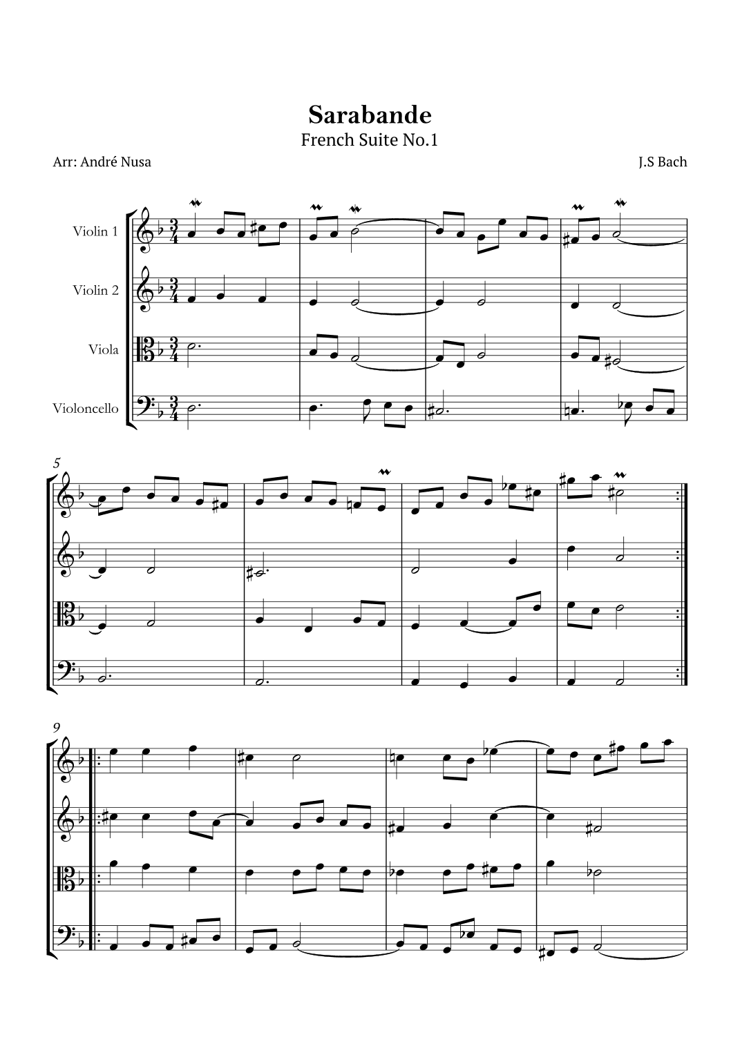 Sarabande from French Suite No.1 (arr. André Nusa)