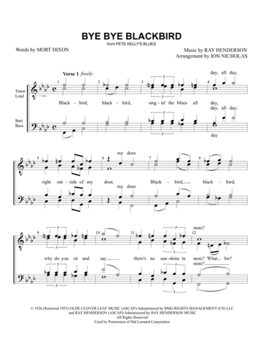 Bye Bye Blackbird (arr. Jon Nicholas)