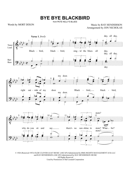 Bye Bye Blackbird (arr. Jon Nicholas)