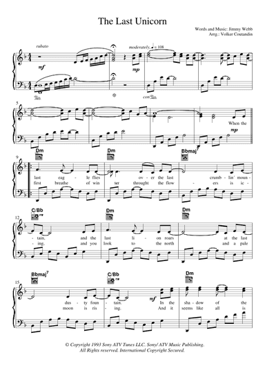 The Last Unicorn (main Theme) (arr. Volker Coutandin)
