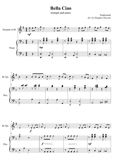 Bella Ciao (trumpet and piano) (arr. Douglas Passoni)