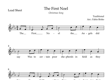The First Noel (Christmas Song) Lead Sheet in Eb Major. (arr. Fabio Britto)