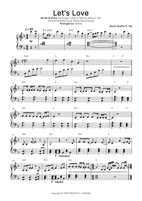 Let's Love (arr. Noteify)
