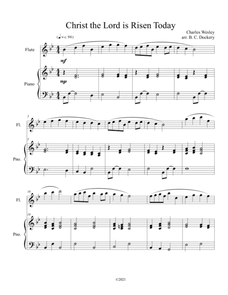 Christ the Lord is Risen Today (flute solo) with optional piano accompaniment (arr. B. C. Dockery)