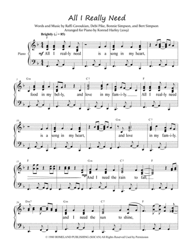 All I Really Need (arr. Konrad Harley)