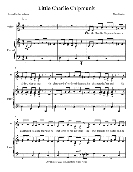 Little Charlie Chipmunk- A Children's Poem set to Music with Accompaniment