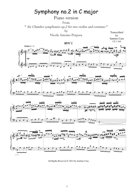 Porpora NA - Symphony no.2 in C - Complete Piano version (arr. Santino Cara)