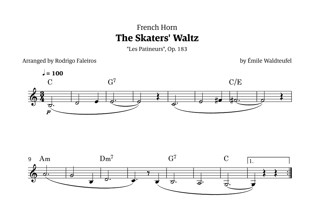 The Skaters Waltz (for beginners) (arr. Rodrigo Faleiros)