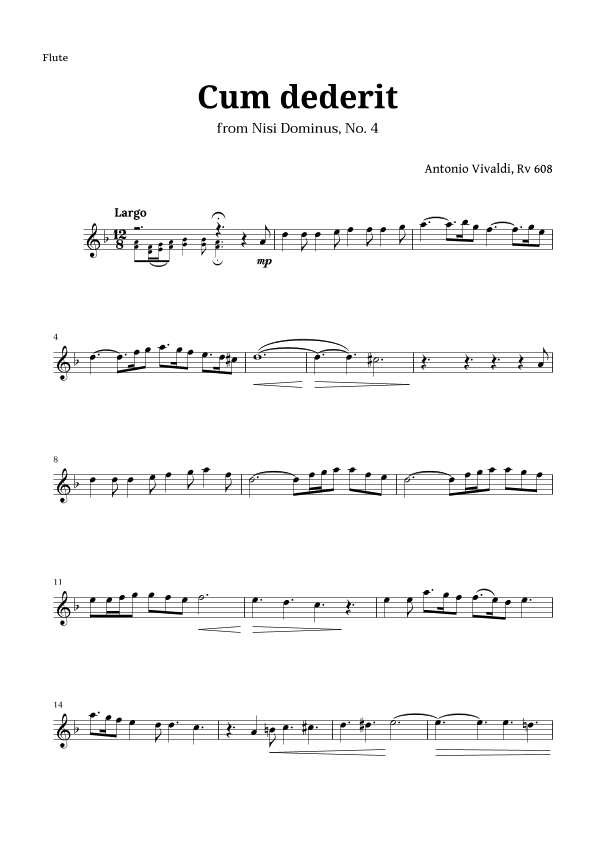Cum dederit of Vivaldi for Flute (arr. Langanho)