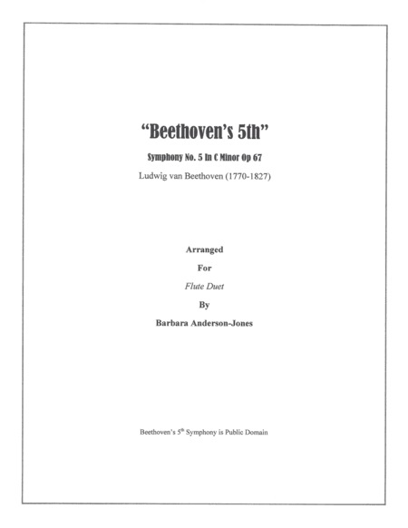 Beethoven's 5th (Flute Duet) (arr. Barbara Anderson-Jones)