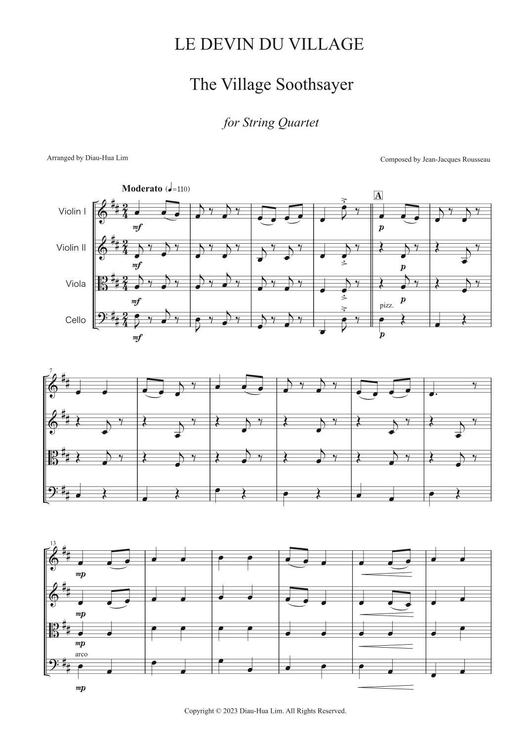 LE DEVIN DU VILLAGE, The Village Soothsayer (arr. Diau-Hua Lim)