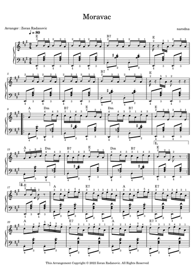 Moravac kolo - A major - for accordion (arr. Zoran Radanovic)