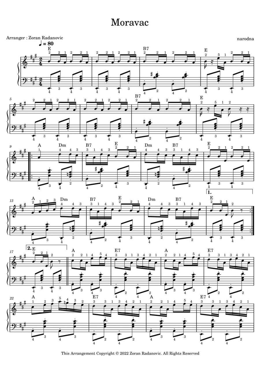 Moravac kolo - A major - for accordion (arr. Zoran Radanovic)