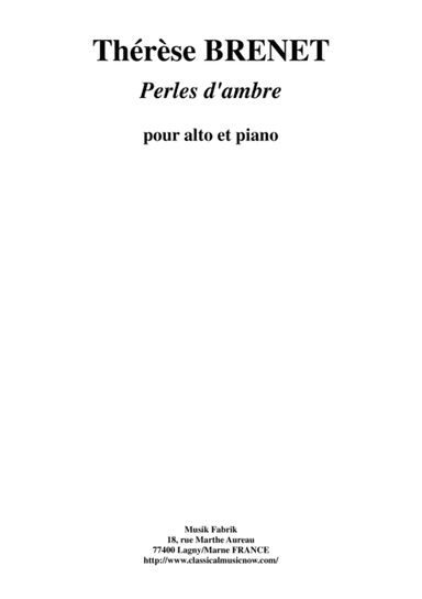 Thérèse Brenet - Perles d'Ambre  for viola and piano