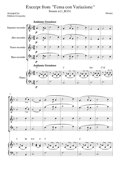 Excerpt from sonate k331 - "Tema con Variazione" (arr. Gildson Cerqueira)