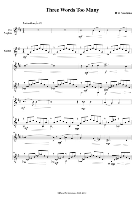 Three words too many for cor anglais and guitar