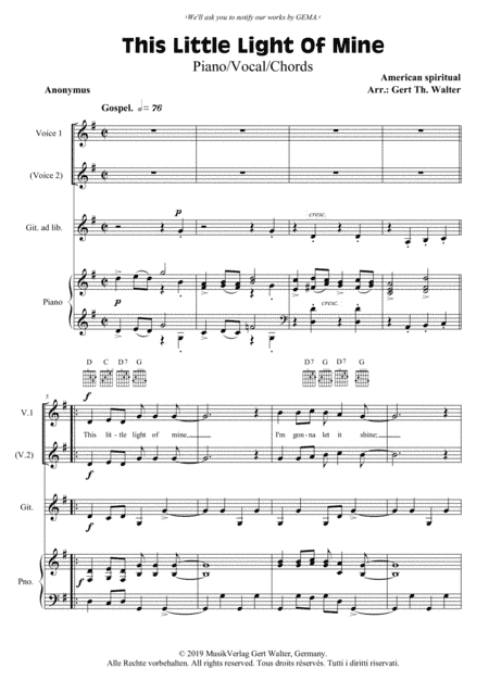 This Little Light Of Mine (arr. Gert Th. Walter)