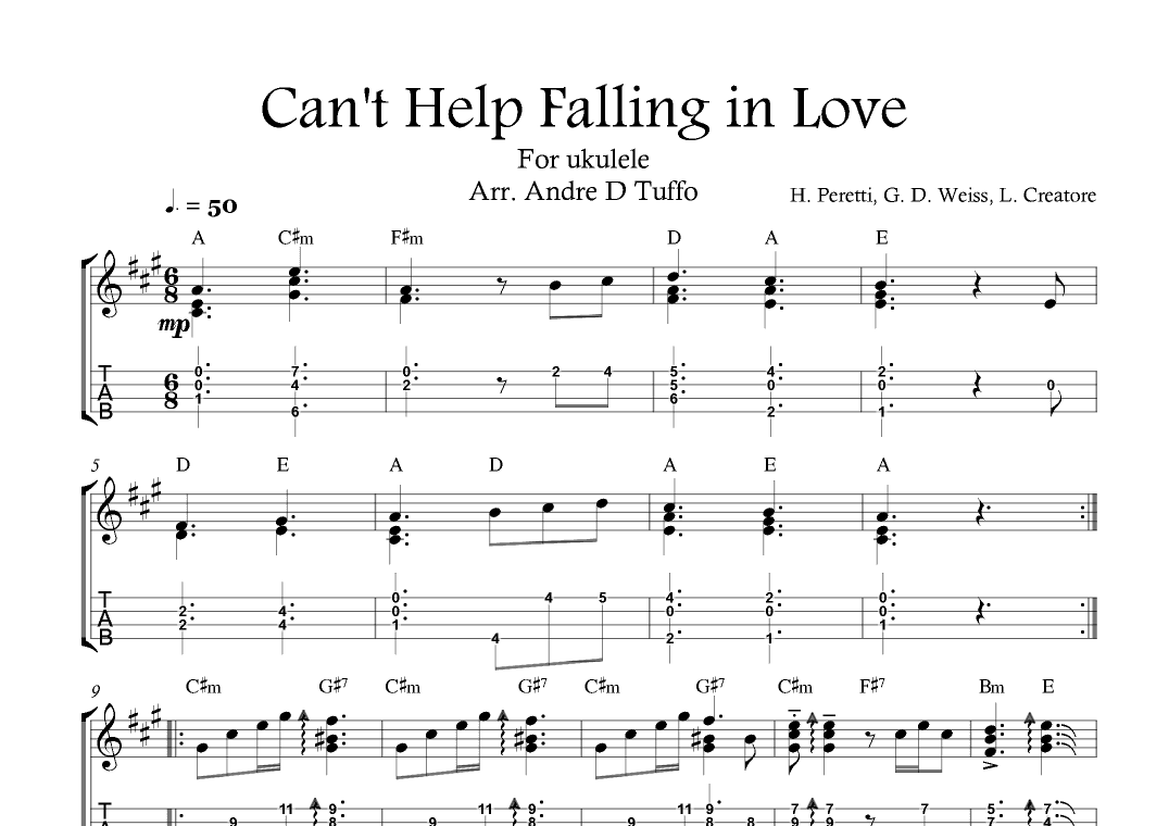 Can't Help Falling In Love (arr. Andre D Tuffo)