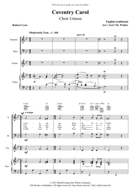 Coventry Carol (arr. Gert Th. Walter)