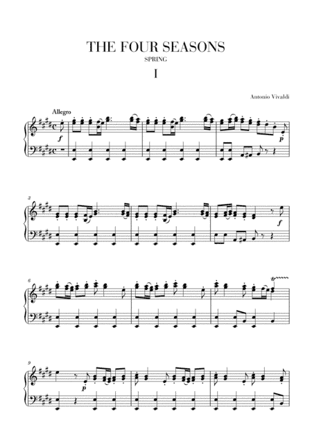 VIVALDI: The Four Seasons - Spring - 1st mov. - Advanced Intermediate Piano (arr. Cadenza Editions)