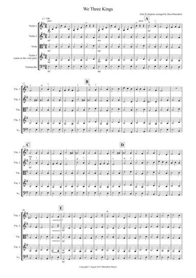 We Three Kings for String Quartet (arr. David Burndrett)