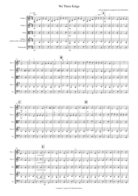 We Three Kings for String Quartet (arr. David Burndrett)