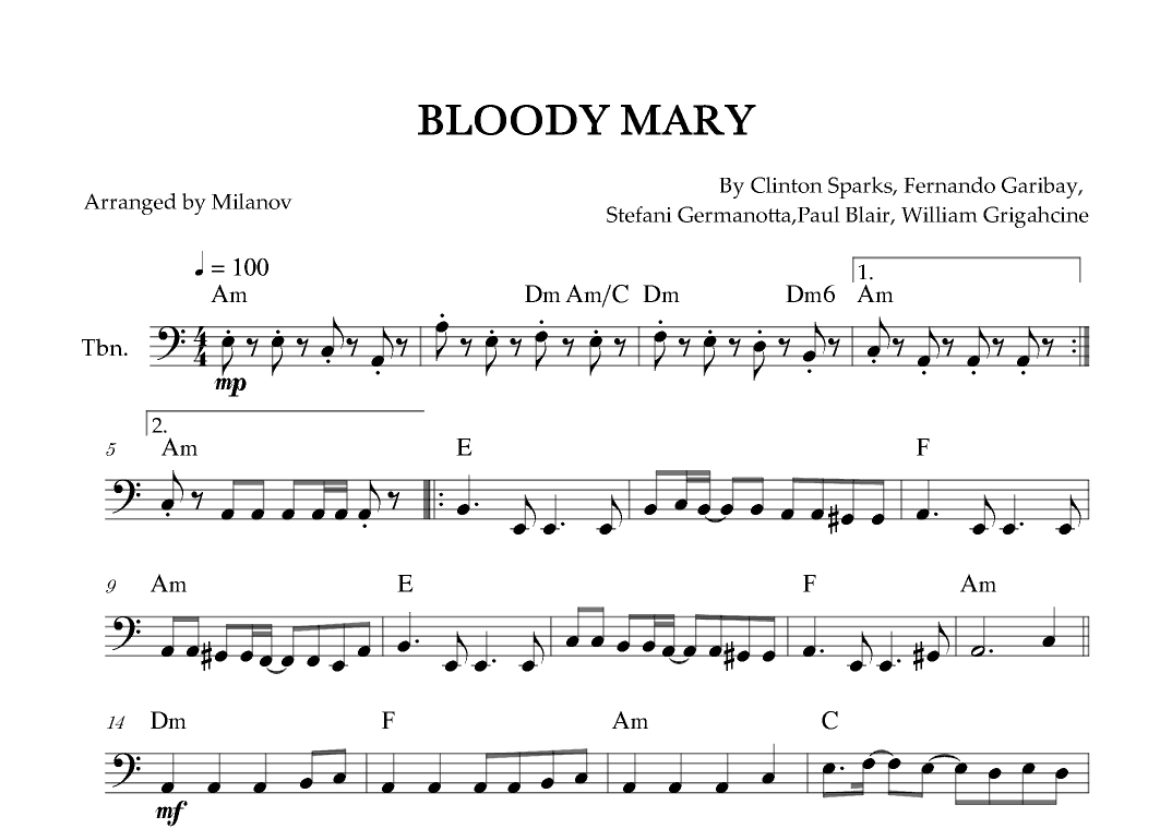 Bloody Mary (arr. Milanov)