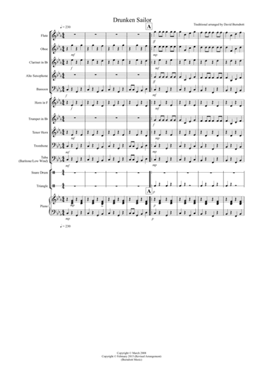 Drunken Sailor for School Wind Band (arr. David Burndrett)