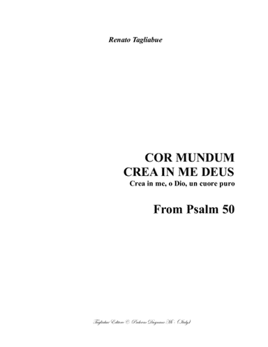 COR MUNDUM CREA IN ME DEUS - Crea in me, o Dio, un cuore puro - From Psalm 50