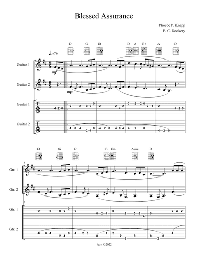 Blessed Assurance (Guitar Duet or Trio with TAB) (arr. B. C. Dockery)
