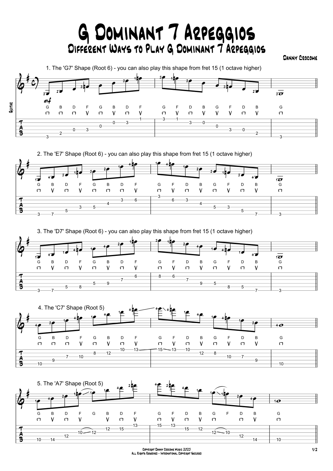 G Dominant 7 Arpeggios (5 Ways to Play)