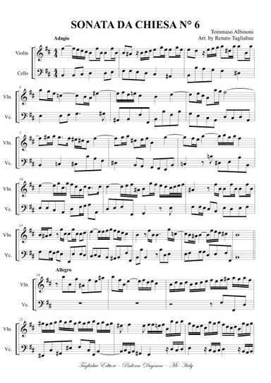 Albinoni - SONATA DA CHIESA N. 6 Arr. for Violin and Cello (arr. Renato Tagliabue)