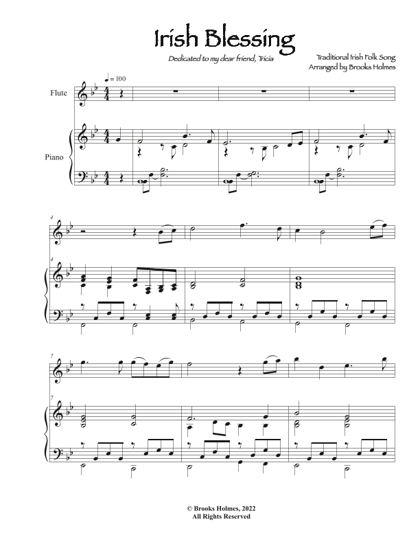 Irish Blessing for Flute & Piano in Bb (arr. Brooks Holmes)