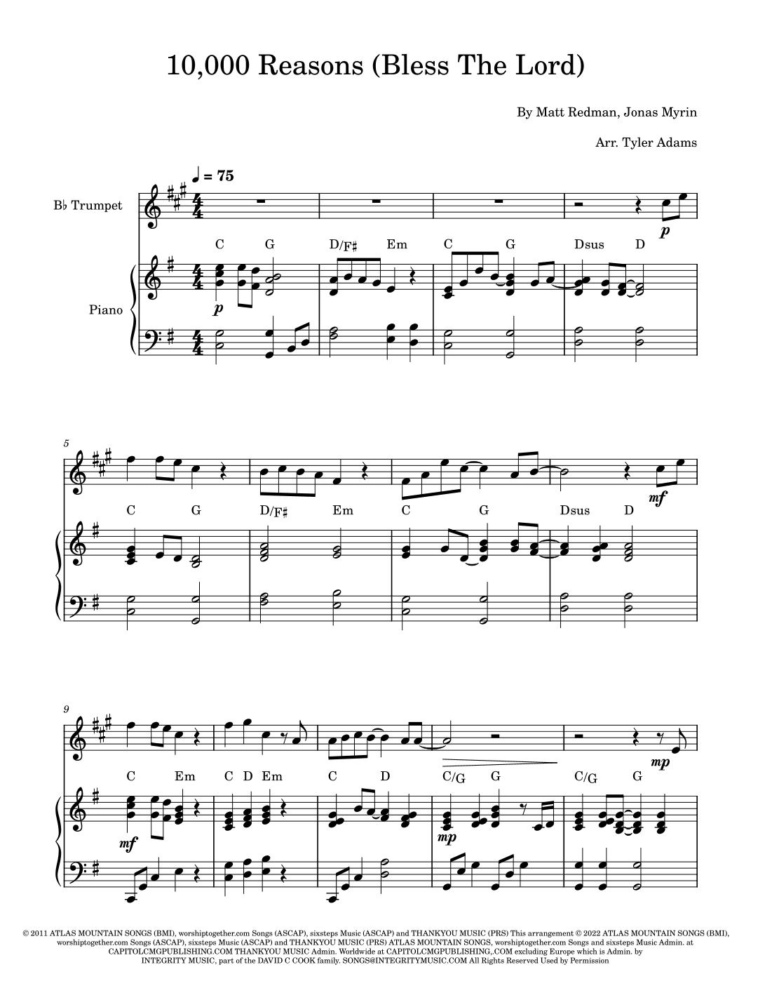 10,000 Reasons (bless The Lord) (arr. Tyler Adams)