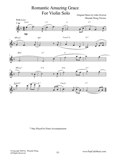 Romantic Amazing Grace - Violin Solo (Love Version) (arr. Miranda Wong)